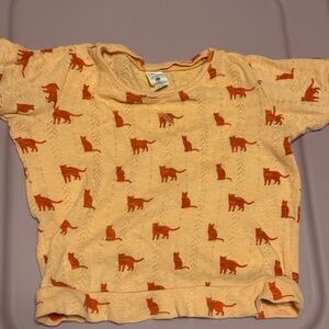 Kate Quinn Peach and Rust Cat Print Tee
